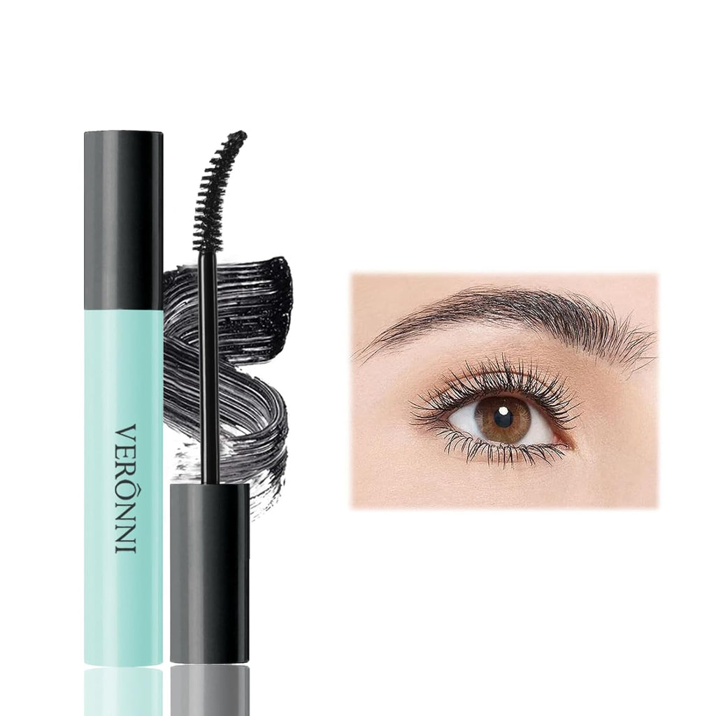 Black Waterproof Mascara No Clump Volumizing Eyelash Smudge Proof Mascara – Curved 4D Silk Fiber Brush