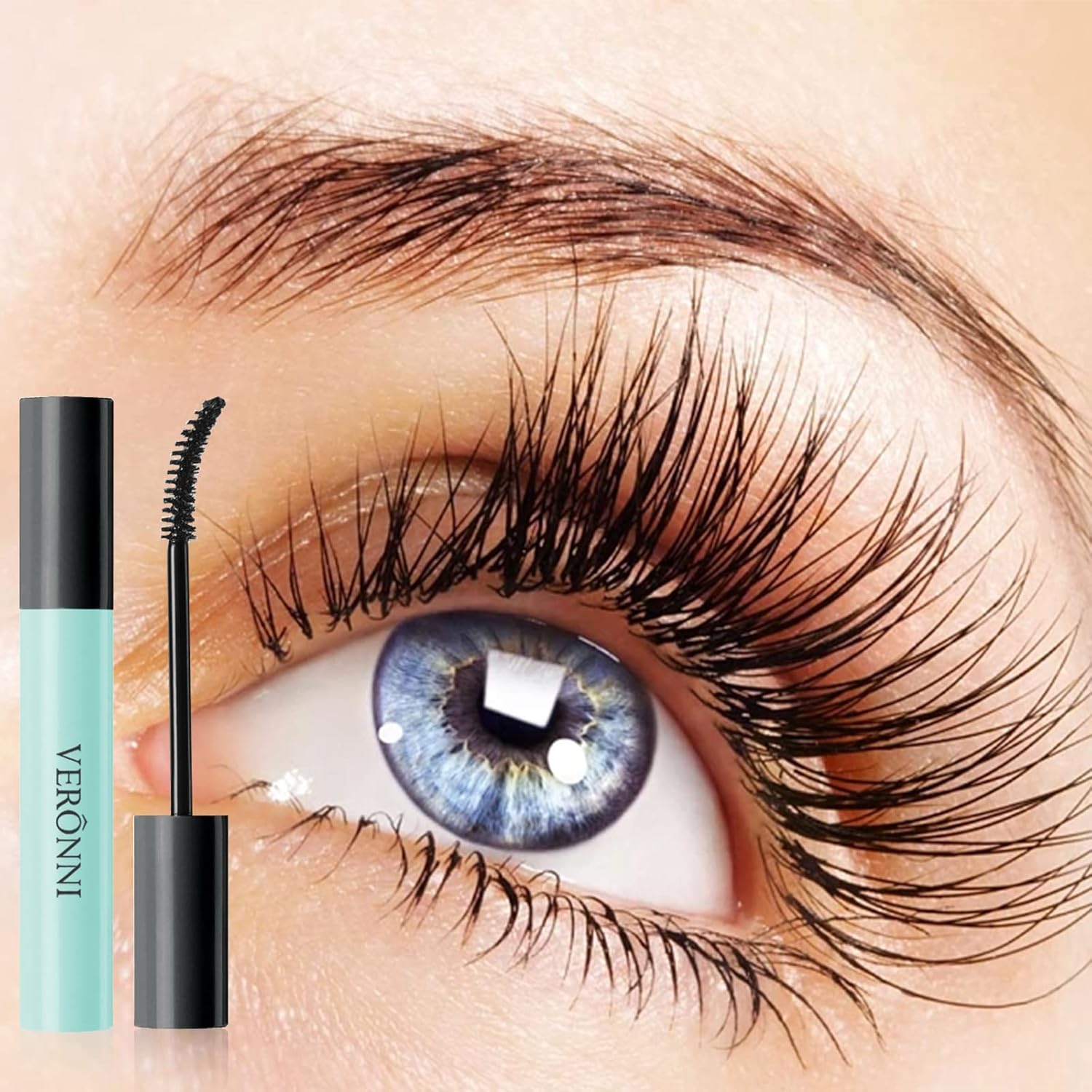 Black Waterproof Mascara No Clump Volumizing Eyelash Smudge Proof Mascara – Curved 4D Silk Fiber Brush