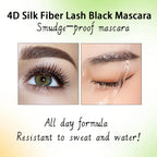 Black Waterproof Mascara No Clump Volumizing Eyelash Smudge Proof Mascara – Curved 4D Silk Fiber Brush