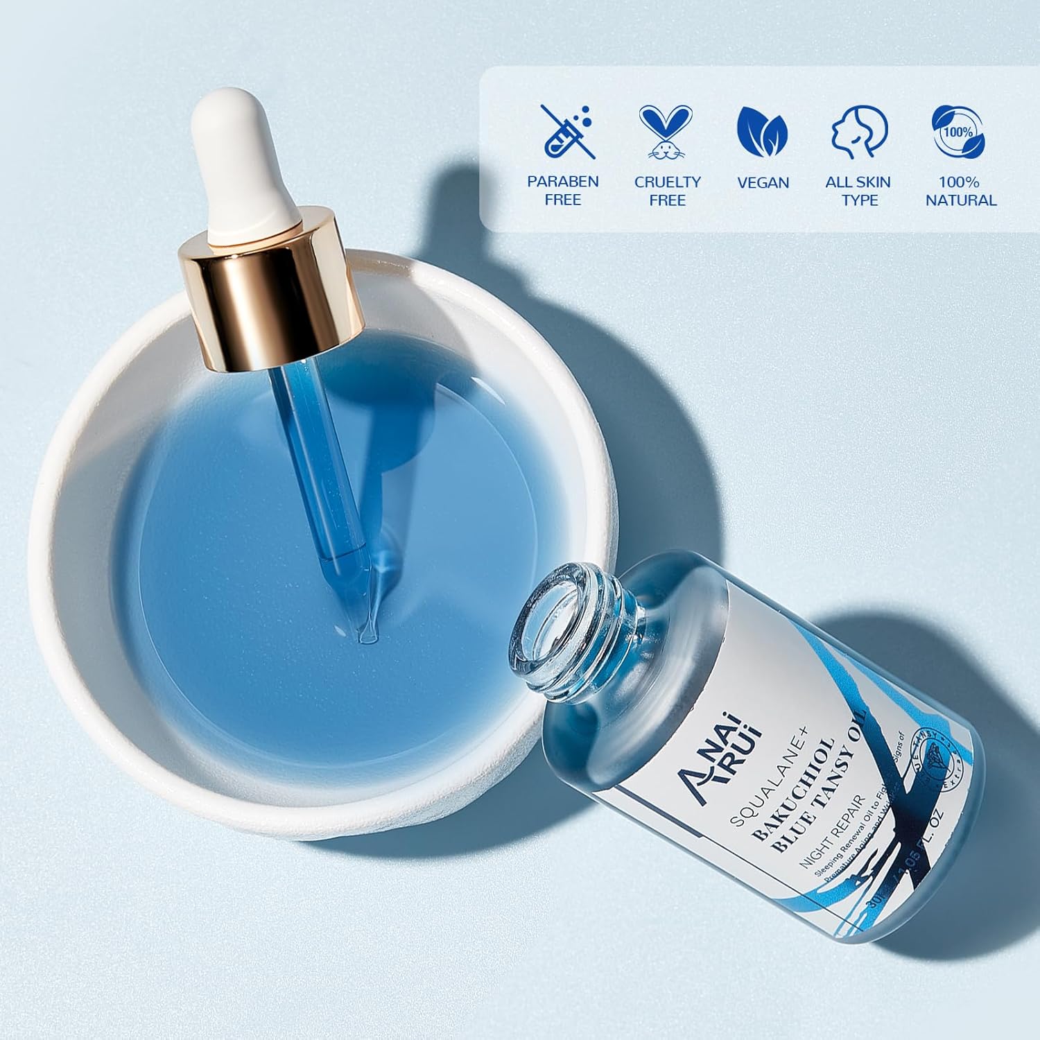 ANAI RUI Bakuchiol Blue Tansy Night-Repair Facial Oil – 1 fl oz