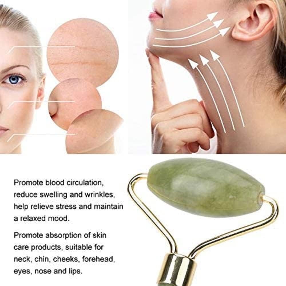 Jade Gua Sha Facial Massager Set – 5 in 1 Skin Care Tools with Roller and Massager