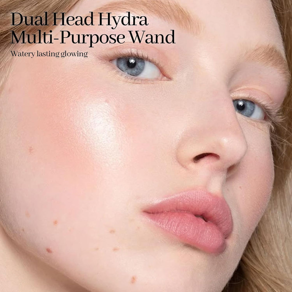 Double-Ended Clear Highlighter Stick, Shimmer Glow Natural Dewy Face Highlighter Glass Skin Stick