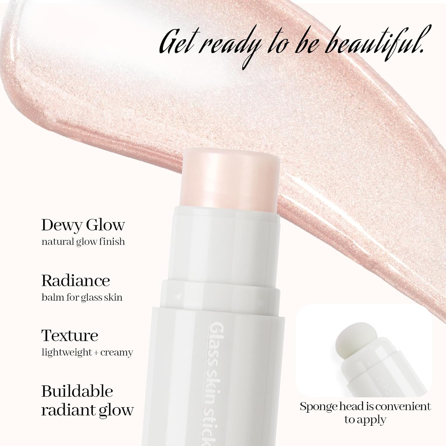 Double-Ended Clear Highlighter Stick, Shimmer Glow Natural Dewy Face Highlighter Glass Skin Stick