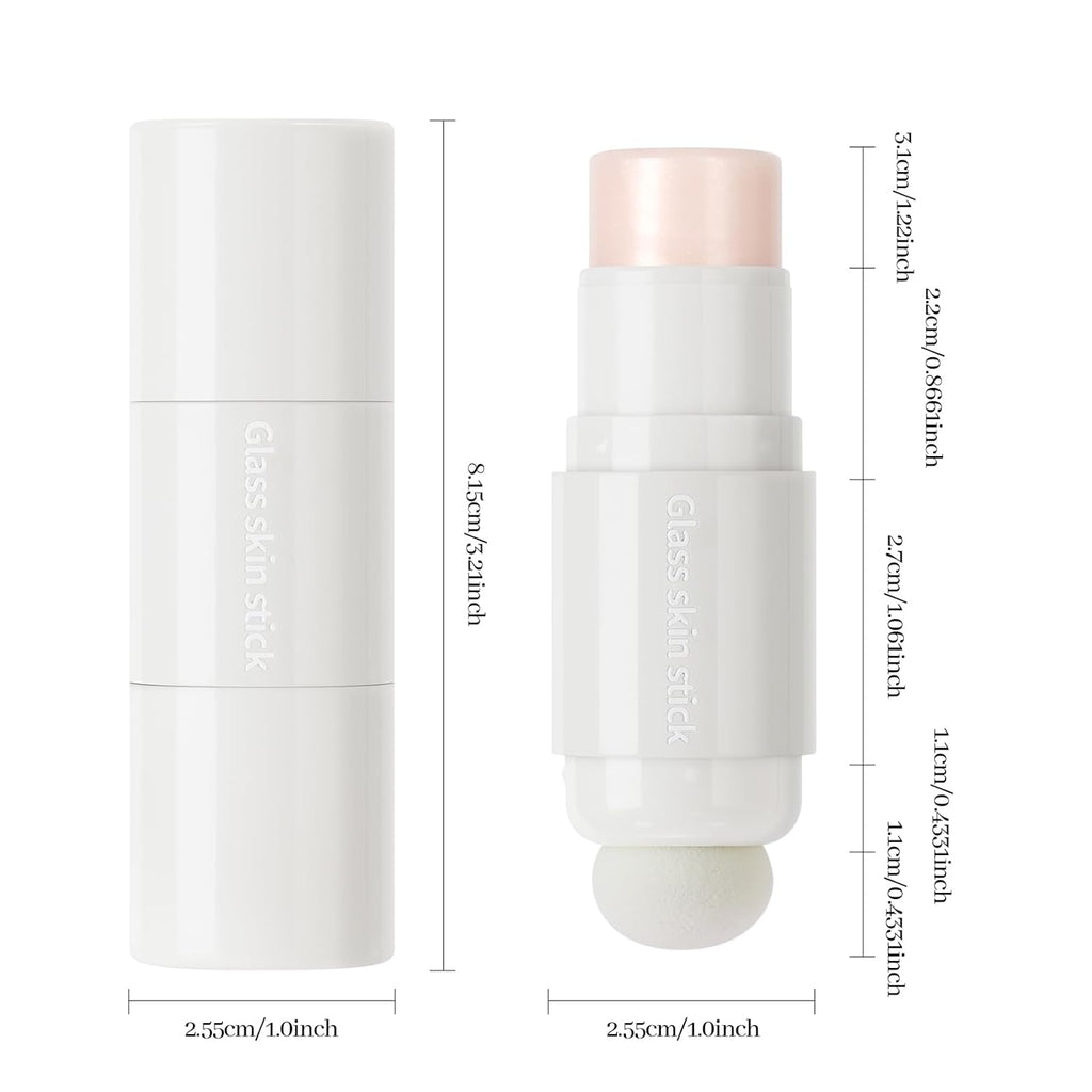 Double-Ended Clear Highlighter Stick, Shimmer Glow Natural Dewy Face Highlighter Glass Skin Stick