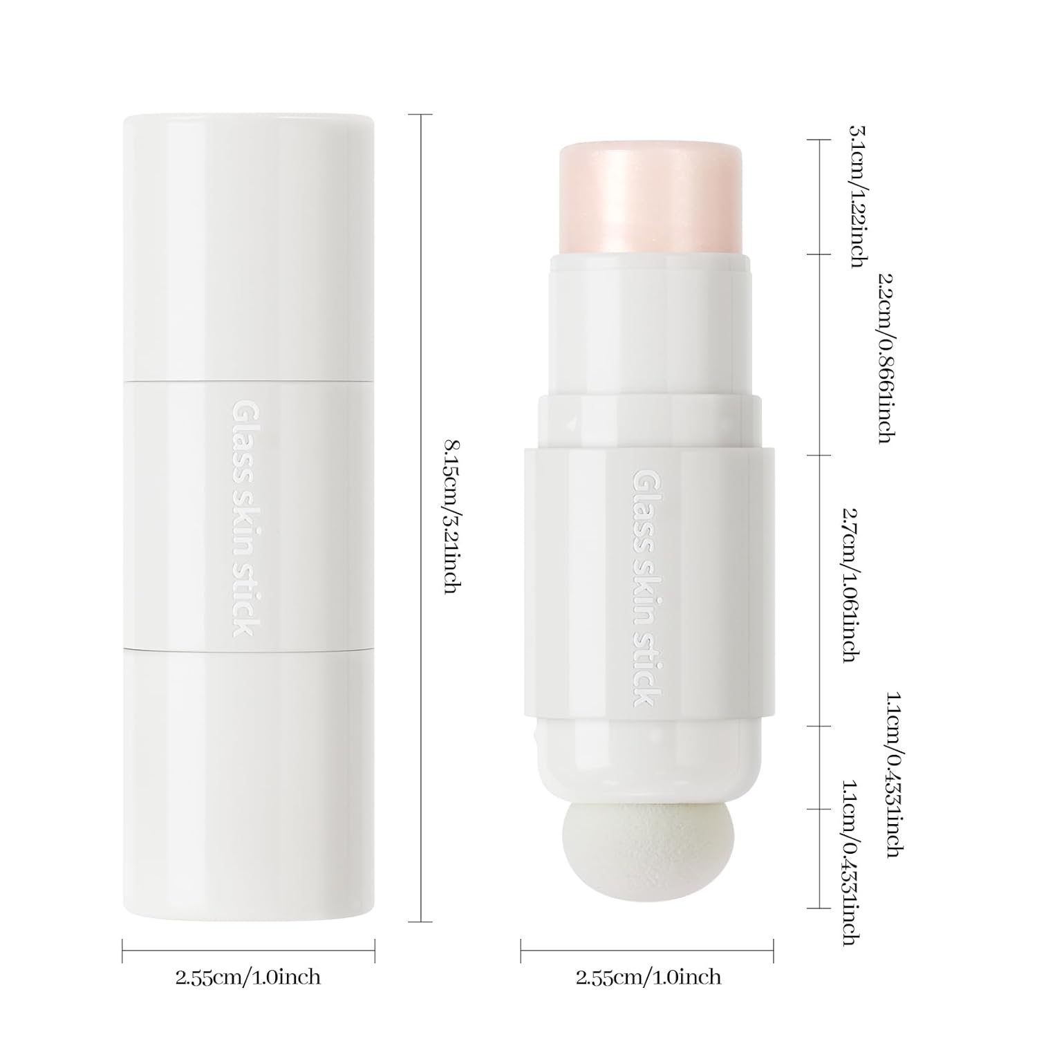 Double-Ended Clear Highlighter Stick, Shimmer Glow Natural Dewy Face Highlighter Glass Skin Stick