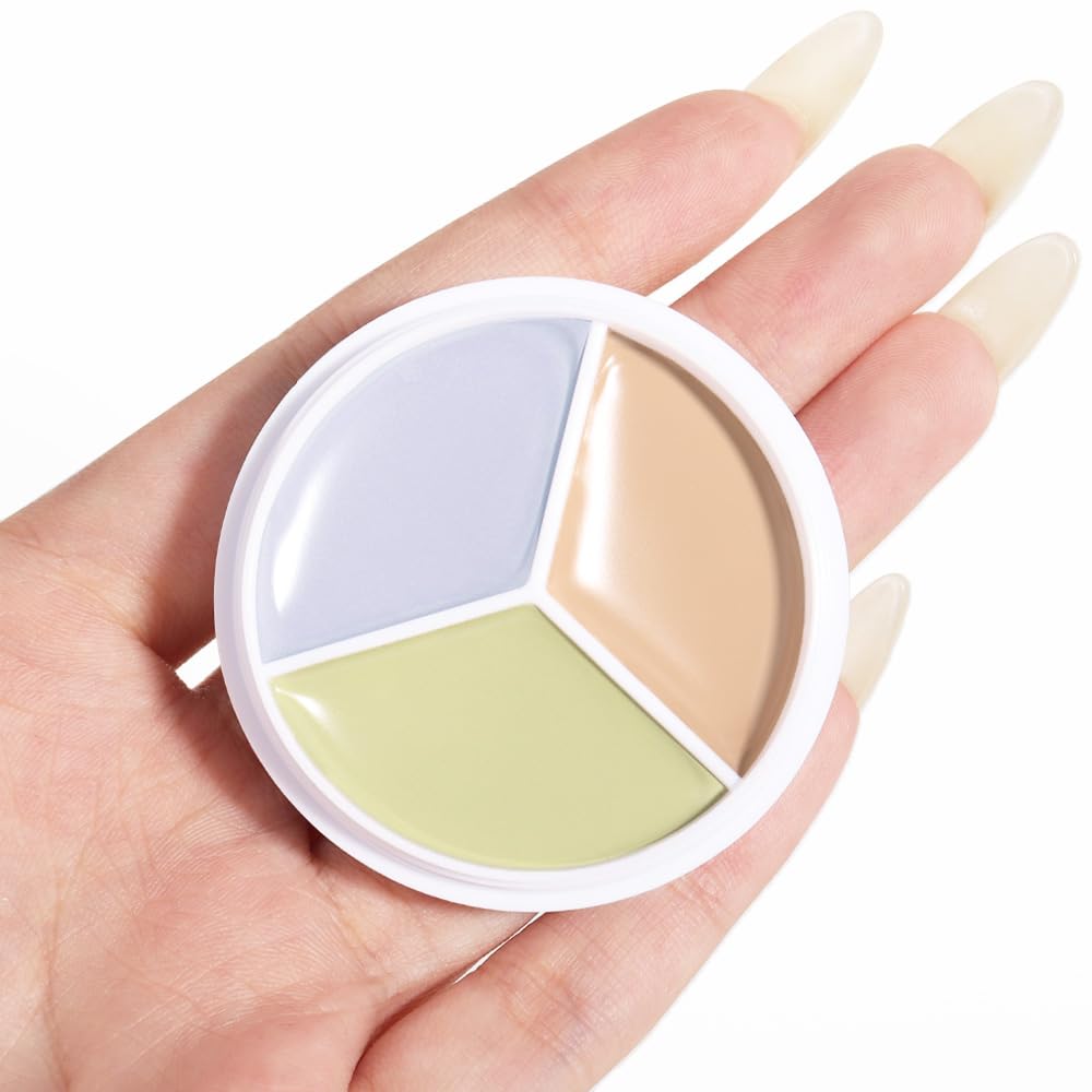 Kaely Tri Color Pot Concealer Full Coverage, Under Eye Brightener Color Correcting Concealer – 02