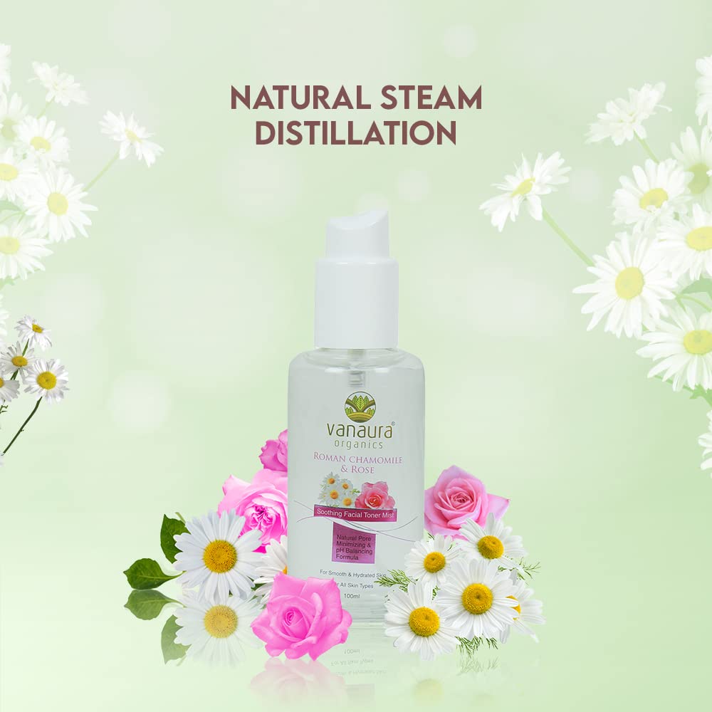 Roman Chamomile & Rose Soothing Facial Toner Mist, Smooth & Hydrated Skin – 100 mL